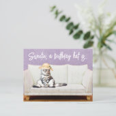 猫おもしろいフローラサンハットカスタム誕生日カード ポストカード (スタンド正面)