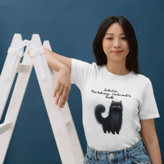 猫おもしろいプリンが引用文 Tシャツ