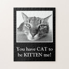 猫おもしろいプリン賢い白黒の子猫かわいい ジグソーパズル