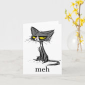 猫おもしろいプレゼント猫好き カード (黄色い花)