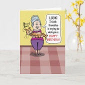 猫おもしろいヘアボール誕生日 カード (黄色い花)