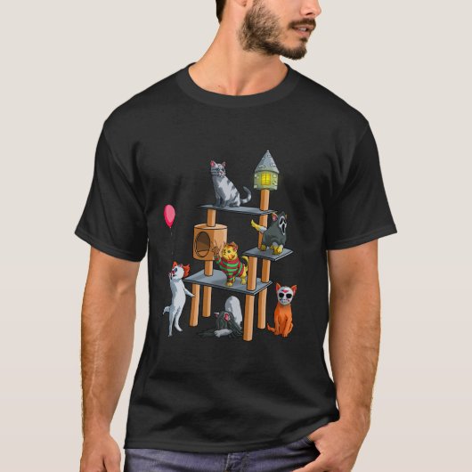 猫おもしろいホラー映画かわいい猫キット用ハロウィーン Tシャツ (正面)
