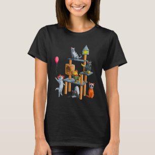 猫おもしろいホラー映画かわいい猫キット用ハロウィーン Tシャツ