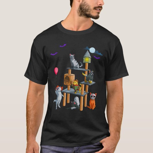 猫おもしろいホラー映画かわいい猫キット用ハロウィーン Tシャツ (正面)