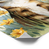 猫おもしろいポスター – かわいい笑顔のタビー猫ウォールアート ポスター (角)