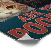 猫おもしろいポスター | ウンコしてるのか？ | キャットアート ポスター (角)