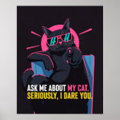 猫おもしろいポスタ頼ー – 猫のウォールアートについて ポスター (正面)