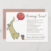 猫おもしろいマウスイラストレーション及び文字妊娠 案内状 (正面/裏面)