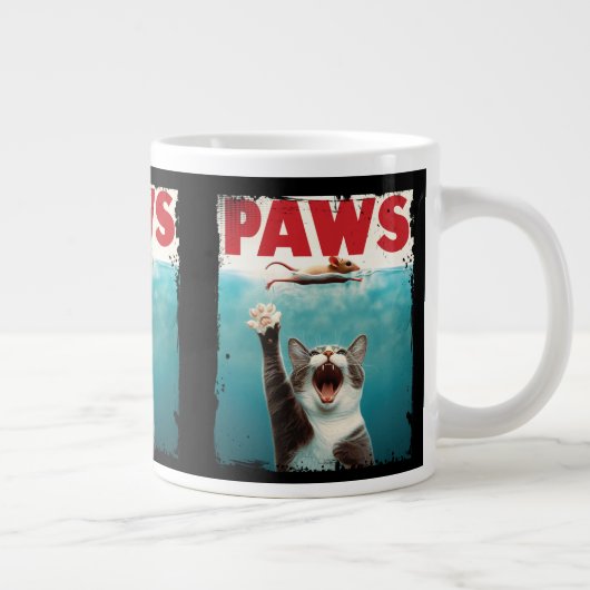 猫おもしろいマウスパロディPAWSペット愛好家ネコ子猫 ジャンボコーヒーマグカップ (右)