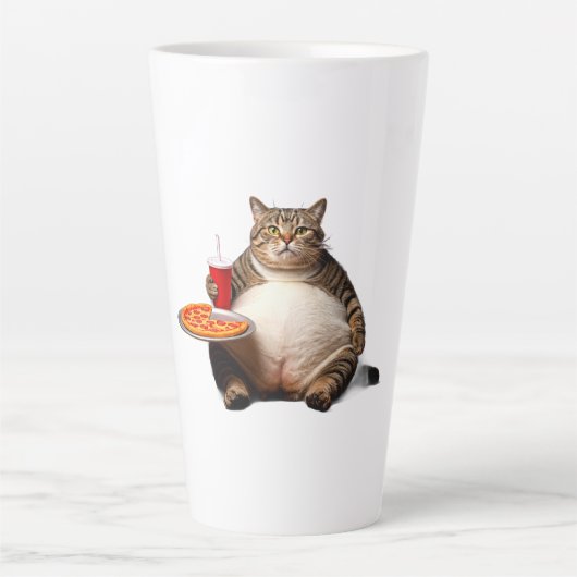 猫おもしろいマグカップ – ピザラバーギフトコーヒーカップ カフェラテマグ (正面)