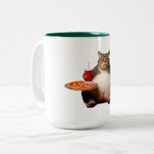猫おもしろいマグカップ – ピザラバーギフトコーヒーカップ ツートーンマグカップ (正面左)