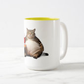 猫おもしろいマグカップ – ピザラバーギフトコーヒーカップ ツートーンマグカップ (正面右)