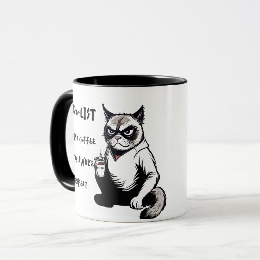 猫おもしろいマンガのコーヒー「To Do List」 マグカップ (正面左)