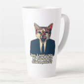 猫おもしろいミームと猫好き カフェラテマグ (右アングル)