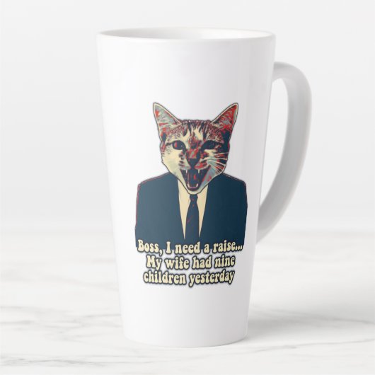 猫おもしろいミームと猫好き カフェラテマグ (右アングル)