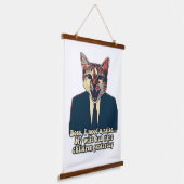 猫おもしろいミームと猫好き 吊り下げ型タペストリー (傾斜あり)