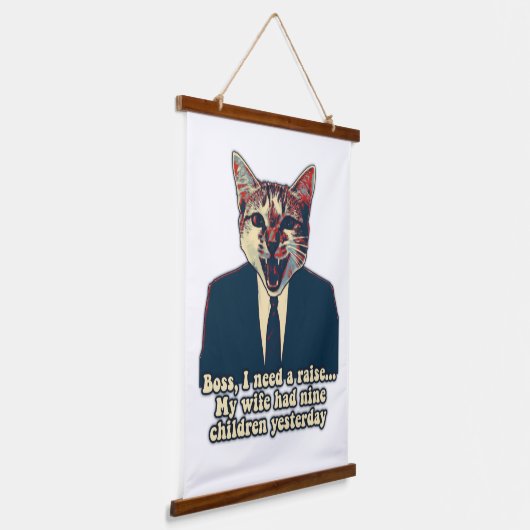 猫おもしろいミームと猫好き 吊り下げ型タペストリー (傾斜あり)