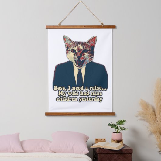 猫おもしろいミームと猫好き 吊り下げ型タペストリー (寝室)