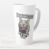 猫おもしろいミーム子猫猫好き カフェラテマグ (右アングル)