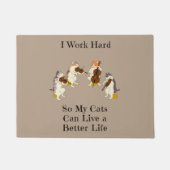 猫おもしろいミーム |かわいい猫遊たちの音楽 ドアマット (正面)