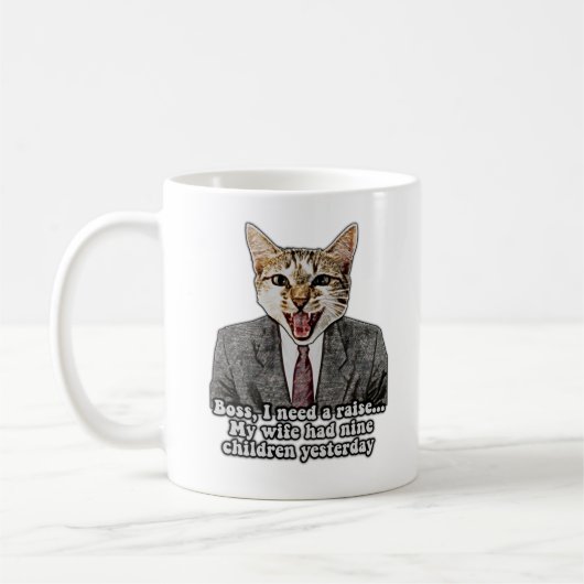 猫おもしろいミーム コーヒーマグカップ (左)