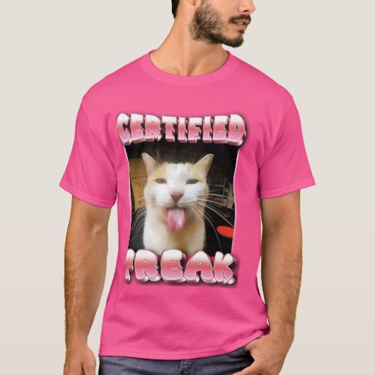 猫おもしろいミーム – 認定フリーク猫おもしろいミーム Tシャツ (正面)