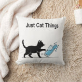 「猫おもしろいモノだけ」黒猫の水こぼれ クッション (ブランケット)