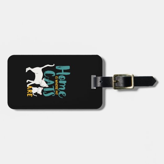 猫おもしろいユーモアの家は猫がいる場所 ラゲッジタグ (正面横)