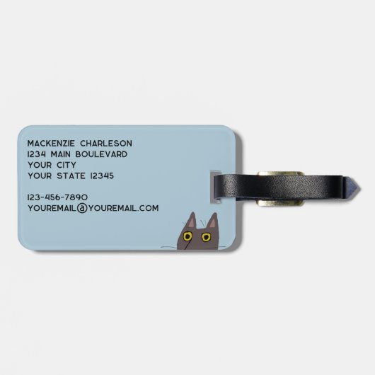 猫おもしろいユーモアパーソナライズされた ラゲッジタグ (裏面横)