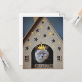 猫おもしろいユーモア黄金グリッタークラウンきらきら光るキュート カード (正面/裏面インサイチュ)