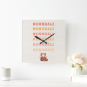 猫おもしろいヨガ瞑想ブレスユーモアアンチストレス スクエア壁時計 (ホーム)