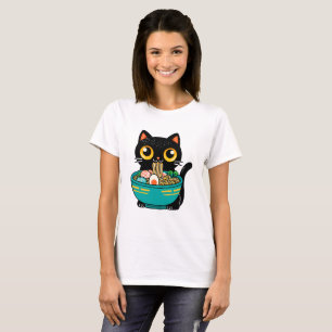猫おもしろいラーメン日本の猫ラーメン Tシャツ