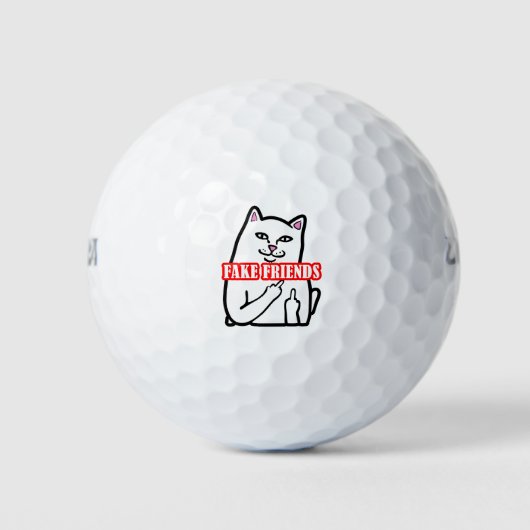 猫おもしろい中指フェイクフレンド ゴルフボール (正面)