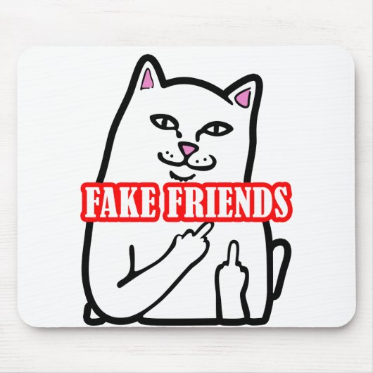 猫おもしろい中指フェイクフレンド マウスパッド (正面)