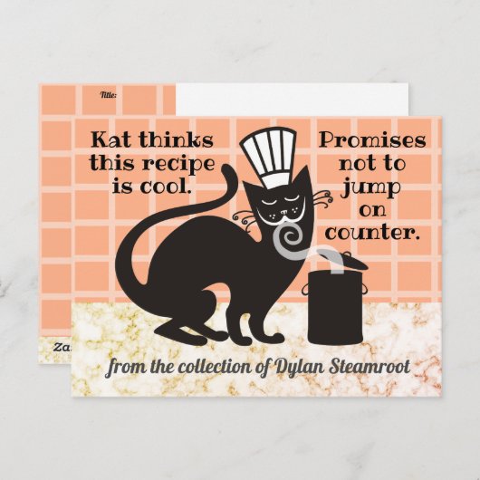 猫おもしろい主皿料理料理本レシピカード ポストカード (正面/裏面)