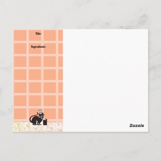 猫おもしろい主皿料理料理本レシピカード ポストカード (裏面)