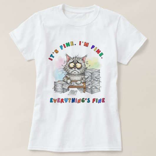 猫おもしろい予測できなの全素晴らしてが女の子 Tシャツ (デザイン正面)