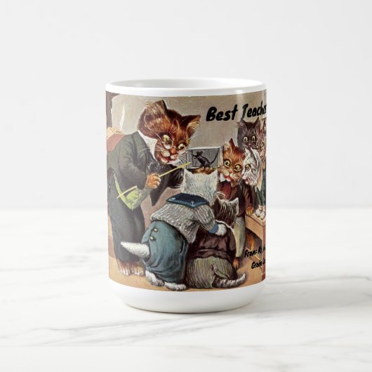 猫おもしろい先生教えの学生 コーヒーマグカップ (中央)