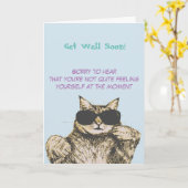 猫おもしろい写真が好調 カード (黄色い花)