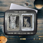 猫おもしろい写真メタルレザーラップトップスリーブ ラップトップスリーブ<br><div class="desc">ラップトップスリーブは、メタリックフェイクなオーバーレイと独自のデザイン写真を含むダークの革カスタムの写真（オプション）とおもしろい（その他）の文字。彼の贈り物として美しい。</div>