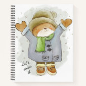 猫おもしろい冬の雪のトレンド漫画子猫 ノートブック (正面)