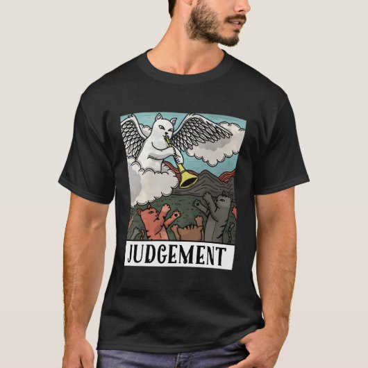 猫おもしろい判断タロットカード男性女性 Tシャツ (正面)