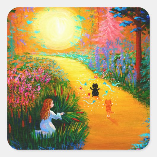 猫おもしろい創造芸術広場ステッカー スクエアシール (正面)