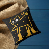 猫おもしろい可愛い金ゴールド黒パーソナライズされた クッション