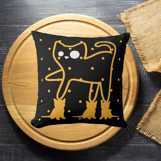 猫おもしろい可愛い金ゴールド黒パーソナライズされた クッション