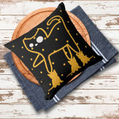 猫おもしろい可愛い金ゴールド黒パーソナライズされた クッション