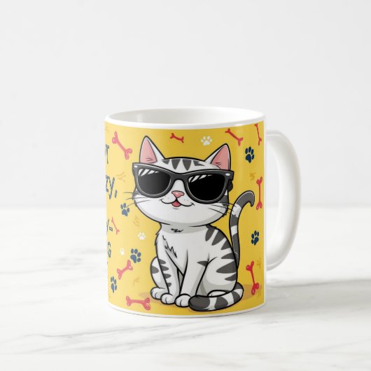 猫おもしろい喫茶セラミックカップ猫 コーヒーマグカップ (正面右)