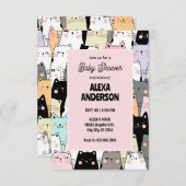 猫おもしろい型ベビーシャワー 招待状 (正面/裏面)