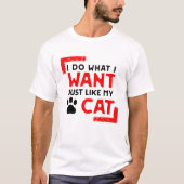 猫おもしろい好きで猫らしく Tシャツ (正面)