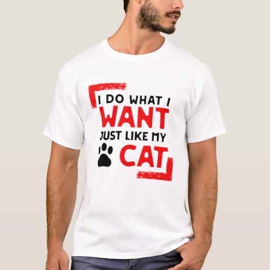 猫おもしろい好きで猫らしく Tシャツ (正面)